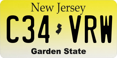 NJ license plate C34VRW