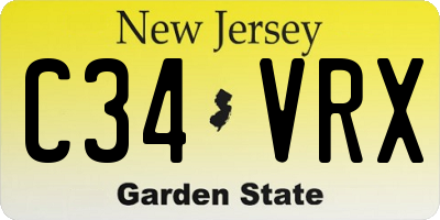 NJ license plate C34VRX