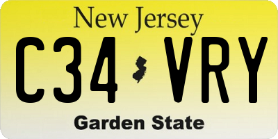 NJ license plate C34VRY