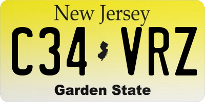 NJ license plate C34VRZ