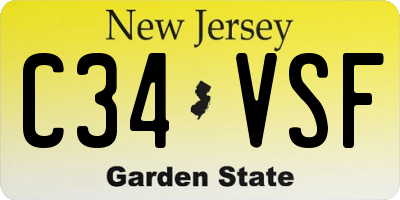 NJ license plate C34VSF