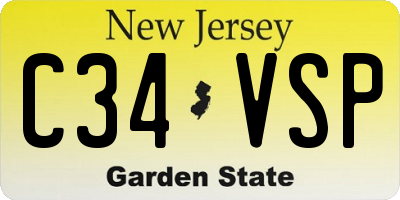 NJ license plate C34VSP