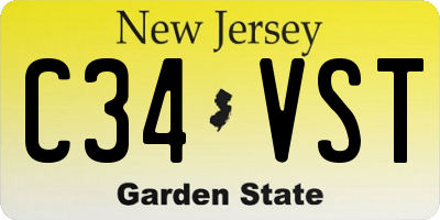 NJ license plate C34VST
