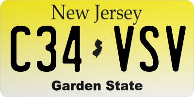NJ license plate C34VSV