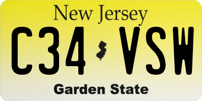 NJ license plate C34VSW