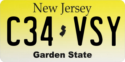 NJ license plate C34VSY