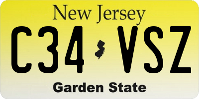 NJ license plate C34VSZ