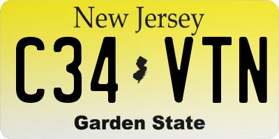 NJ license plate C34VTN