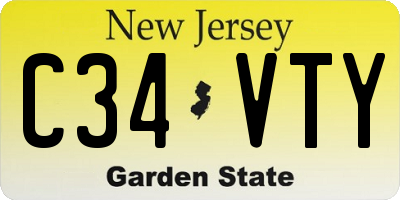 NJ license plate C34VTY