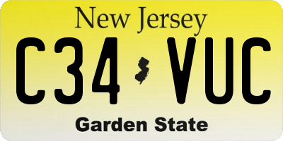 NJ license plate C34VUC