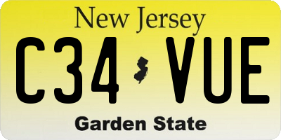 NJ license plate C34VUE