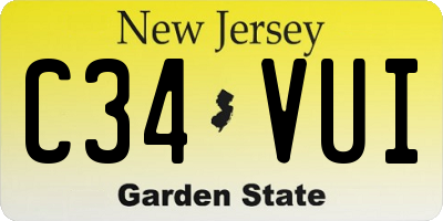 NJ license plate C34VUI