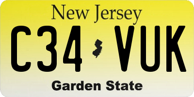 NJ license plate C34VUK