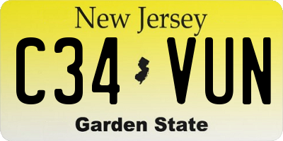 NJ license plate C34VUN