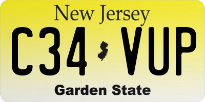 NJ license plate C34VUP