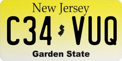 NJ license plate C34VUQ