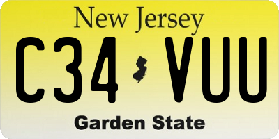 NJ license plate C34VUU
