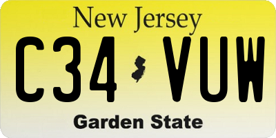 NJ license plate C34VUW