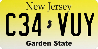 NJ license plate C34VUY