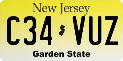 NJ license plate C34VUZ