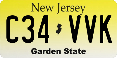 NJ license plate C34VVK