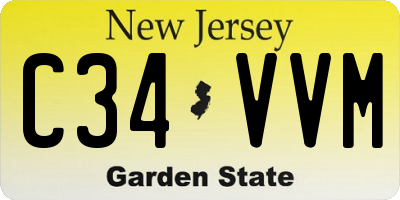 NJ license plate C34VVM