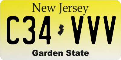 NJ license plate C34VVV