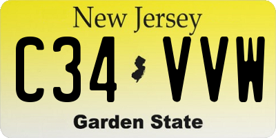 NJ license plate C34VVW
