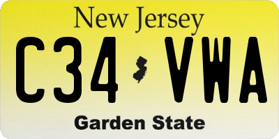 NJ license plate C34VWA