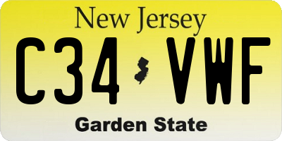 NJ license plate C34VWF