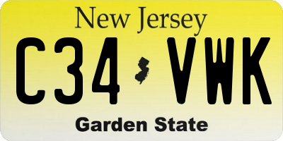 NJ license plate C34VWK