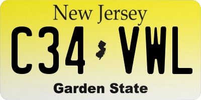 NJ license plate C34VWL
