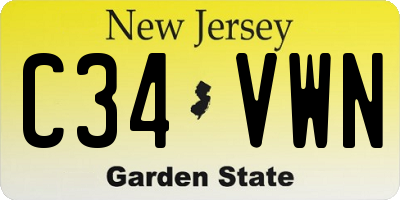 NJ license plate C34VWN