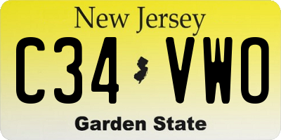 NJ license plate C34VWO