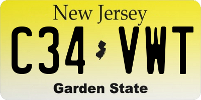 NJ license plate C34VWT