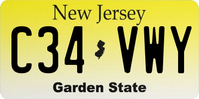 NJ license plate C34VWY