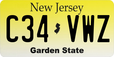 NJ license plate C34VWZ