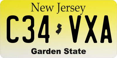 NJ license plate C34VXA