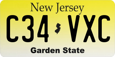 NJ license plate C34VXC