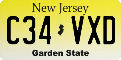 NJ license plate C34VXD