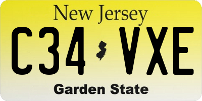 NJ license plate C34VXE
