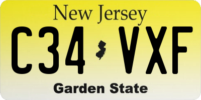 NJ license plate C34VXF