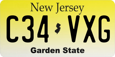 NJ license plate C34VXG