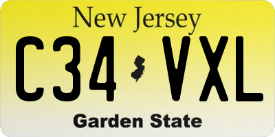 NJ license plate C34VXL