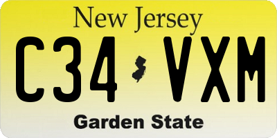NJ license plate C34VXM