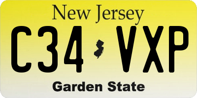 NJ license plate C34VXP