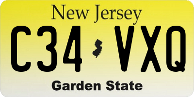 NJ license plate C34VXQ