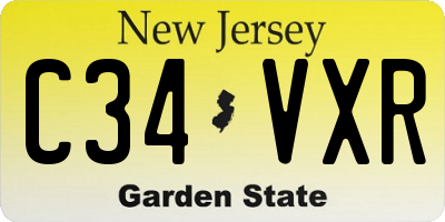 NJ license plate C34VXR