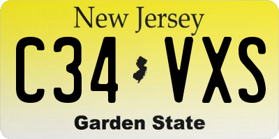 NJ license plate C34VXS