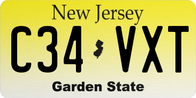 NJ license plate C34VXT